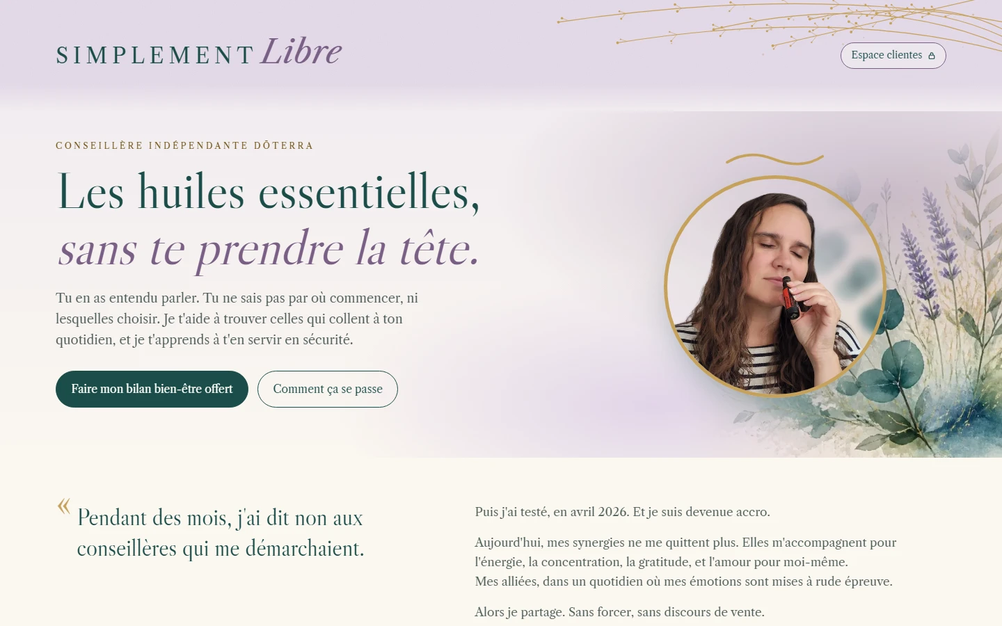 Page d'accueil du site Huiles essentielles avec Céline, conseillère en huiles essentielles